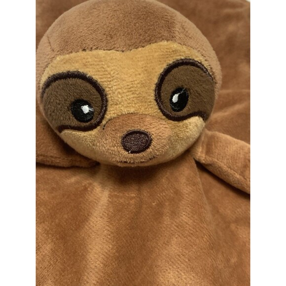 Fiesta Sloth Rattle Blanket Plush Brown Baby Blankie Lovey Satin Feel Back - Picture 3 of 8